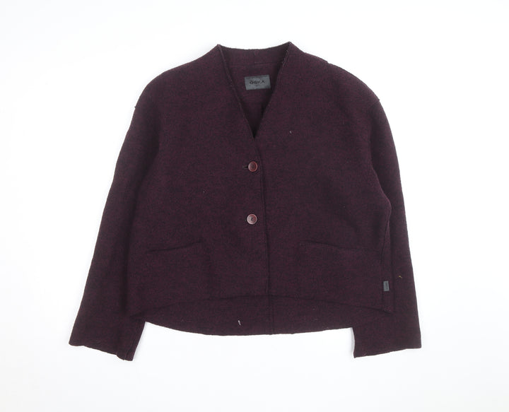 OSKA Women's Purple Wool V-Neck Button Cardigan L
