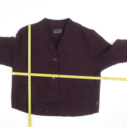 OSKA Women's Purple Wool V-Neck Button Cardigan L
