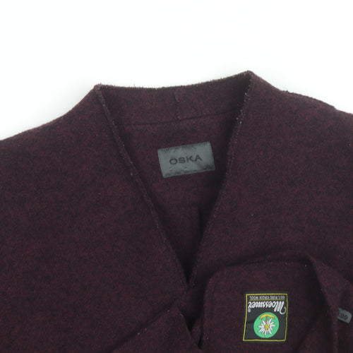 OSKA Women's Purple Wool V-Neck Button Cardigan L