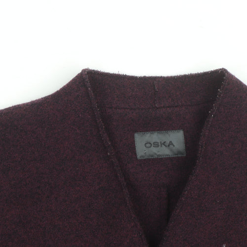 OSKA Women's Purple Wool V-Neck Button Cardigan L