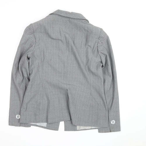 Principles Women's Grey Pinstripe Single-Breasted Blazer Size 14