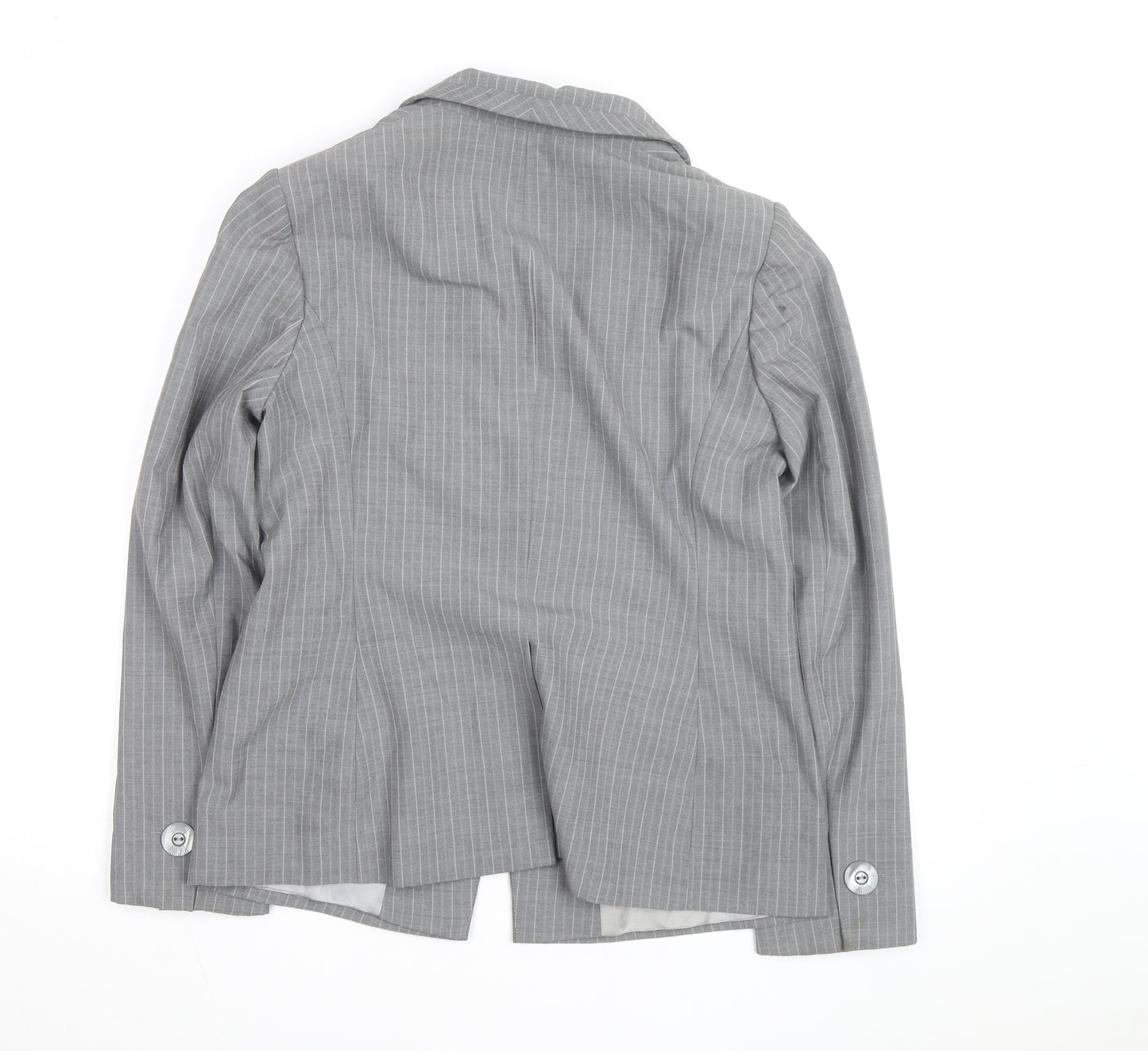 Principles Women's Grey Pinstripe Single-Breasted Blazer Size 14