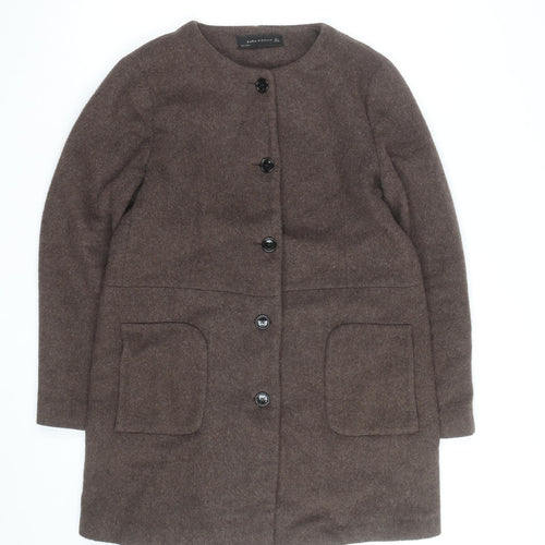 Zara Woman Brown Wool Mid-Length Coat Women’s L Classic Style