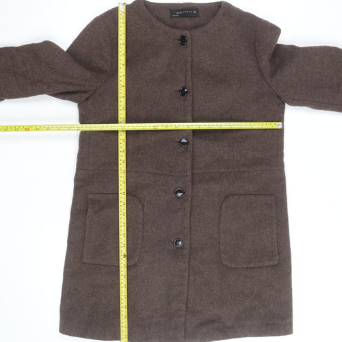 Zara Woman Brown Wool Mid-Length Coat Women’s L Classic Style