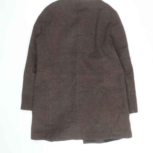 Zara Woman Brown Wool Mid-Length Coat Women’s L Classic Style