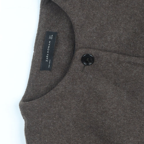 Zara Woman Brown Wool Mid-Length Coat Women’s L Classic Style