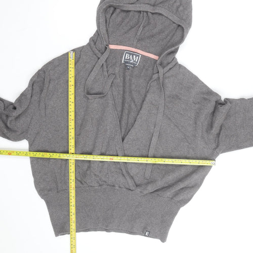 BAM Women's Grey Hooded Wrap Cardigan Medium Soft Bamboo Blend