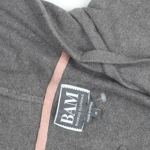 BAM Women's Grey Hooded Wrap Cardigan Medium Soft Bamboo Blend