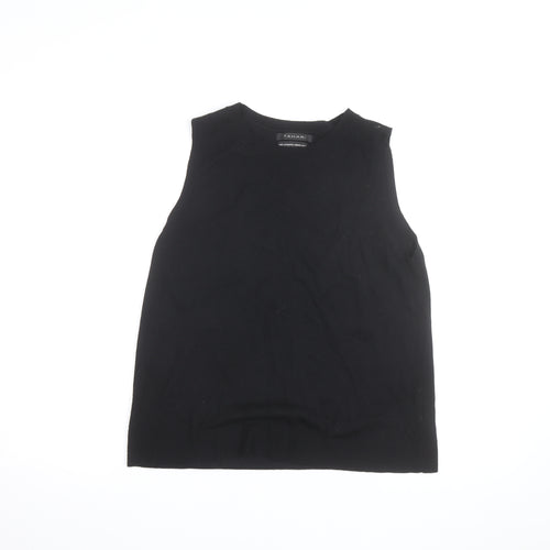 Tahari Womens Black Extrafine Merino Wool Sleeveless Jumper Size L