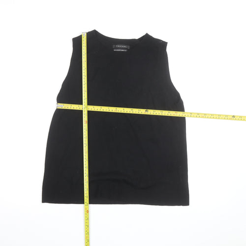 Tahari Womens Black Extrafine Merino Wool Sleeveless Jumper Size L