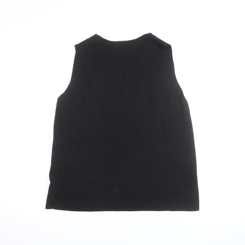 Tahari Womens Black Extrafine Merino Wool Sleeveless Jumper Size L