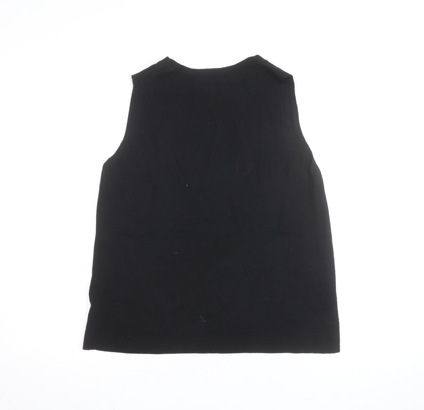 Tahari Womens Black Extrafine Merino Wool Sleeveless Jumper Size L