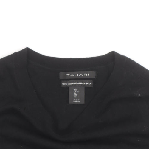 Tahari Womens Black Extrafine Merino Wool Sleeveless Jumper Size L