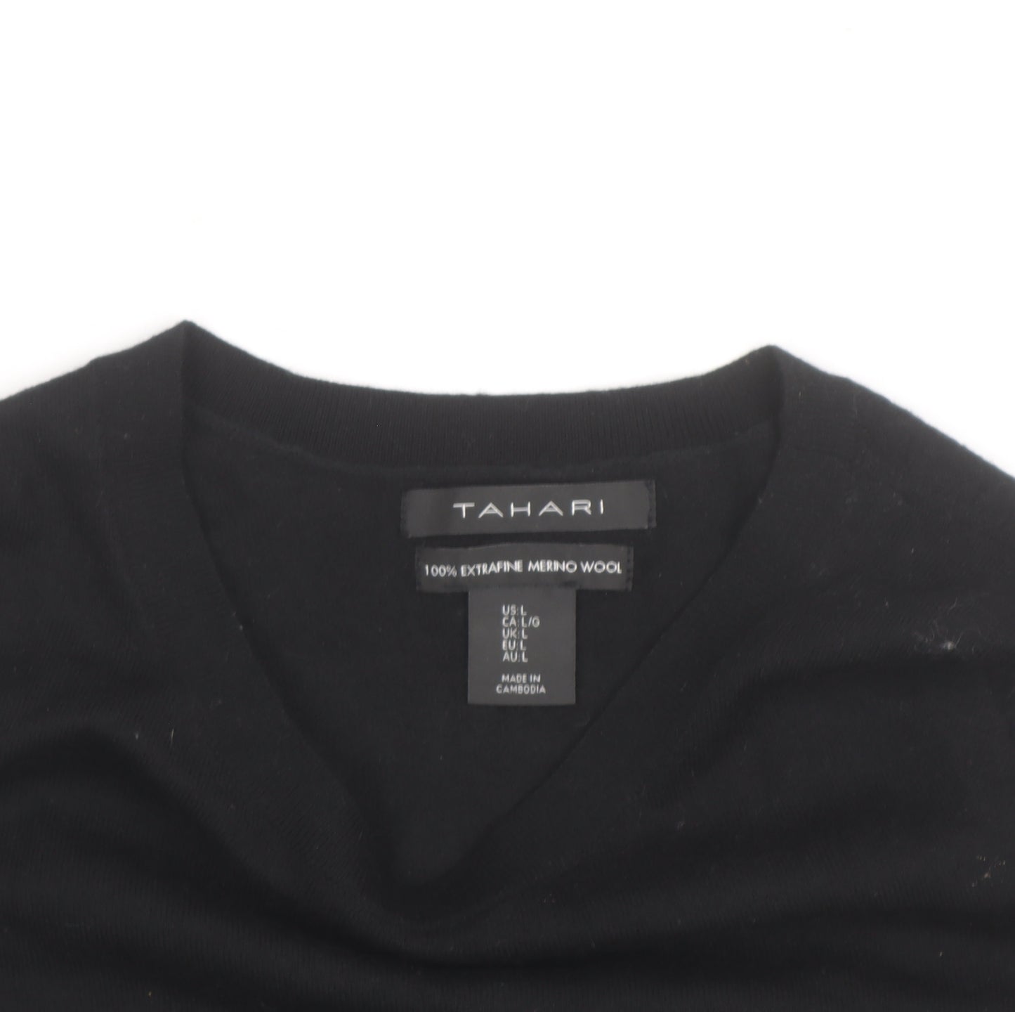 Tahari Womens Black Extrafine Merino Wool Sleeveless Jumper Size L