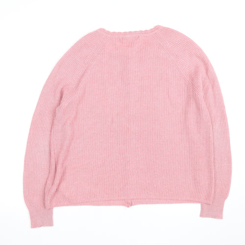 Boden Women Pink Cardigan UK 14 Crew Neck Long Sleeve Knitwear