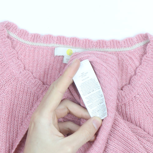 Boden Women Pink Cardigan UK 14 Crew Neck Long Sleeve Knitwear