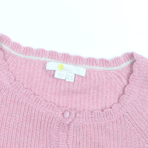 Boden Women Pink Cardigan UK 14 Crew Neck Long Sleeve Knitwear