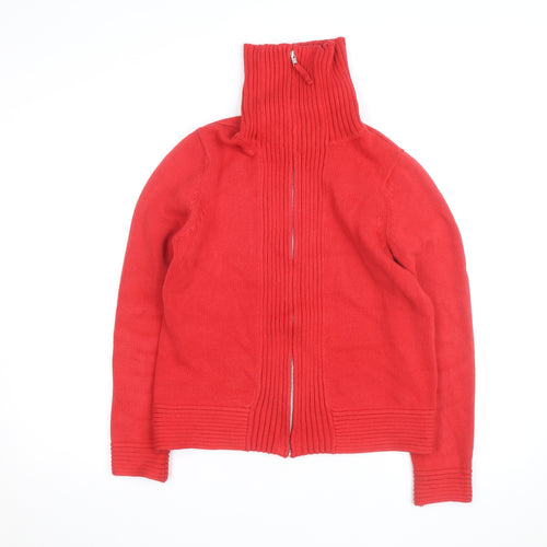 Marks and Spencer Women's Red Full Zip Roll Neck Jumper Size 12