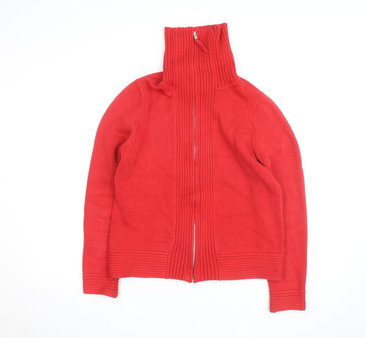 Marks and Spencer Women's Red Full Zip Roll Neck Jumper Size 12