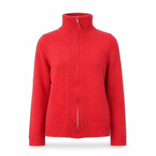 Front view of Marks & Spencer Women's Red Full Zip Roll Neck Jumper, size 12