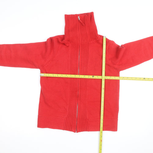 Marks and Spencer Women's Red Full Zip Roll Neck Jumper Size 12