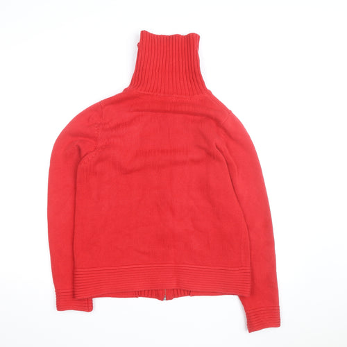 Marks and Spencer Women's Red Full Zip Roll Neck Jumper Size 12