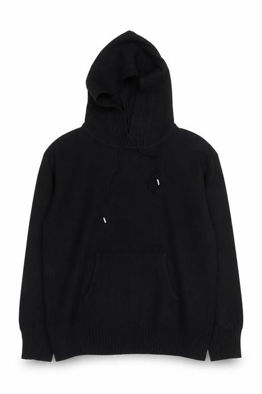 Front view of Marks & Spencer Men's Black Pullover Hoodie Medium Knit Cotton Blend