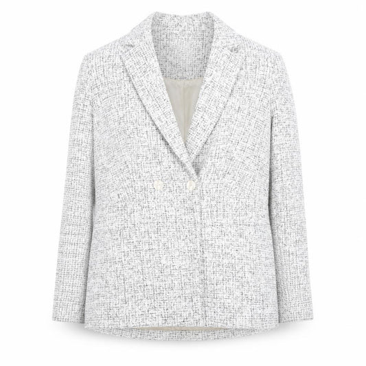 Front view of Next Women’s Grey Tweed Blazer, size UK 12, Workwear Classic Jacket