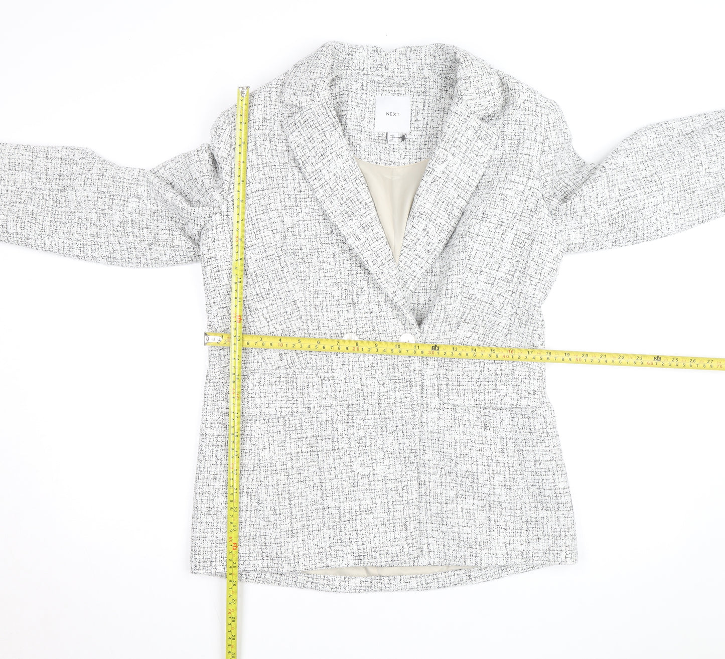 Next Women’s Grey Tweed Blazer Size 12 Workwear Classic Jacket
