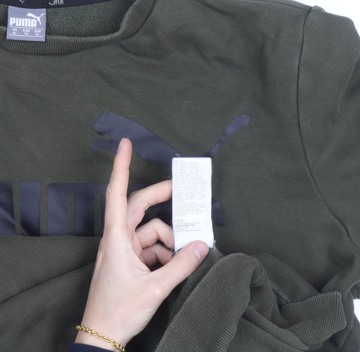 Puma Men's Green XL Crew Neck Pullover Sweatshirt