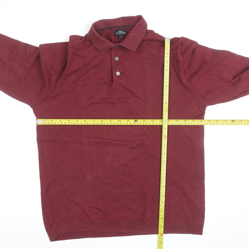 Next Men's Red Long Sleeve Cotton Blend Collared Shirt Size L