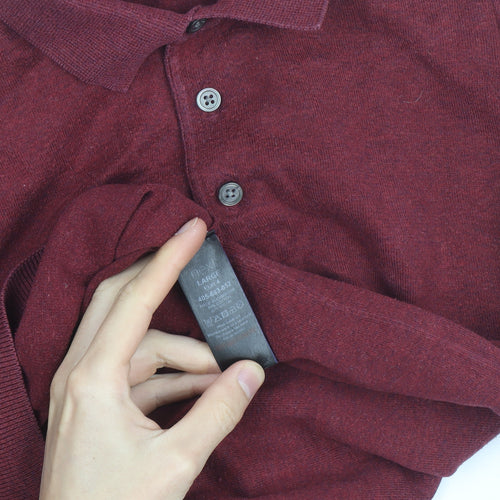 Next Men's Red Long Sleeve Cotton Blend Collared Shirt Size L