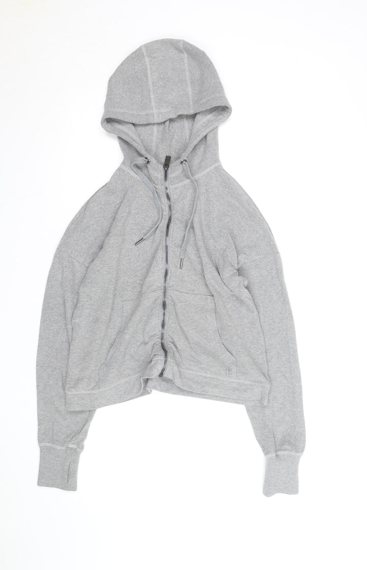 Sweaty Betty Women Grey Full Zip Hoodie Size S Cotton Blend