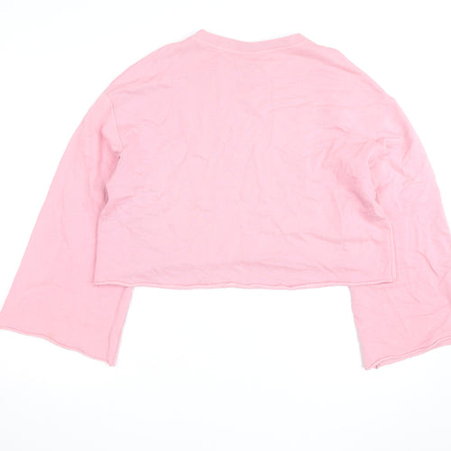Weekday Women Pink Cotton Pullover Sweatshirt S HD Love Graphic