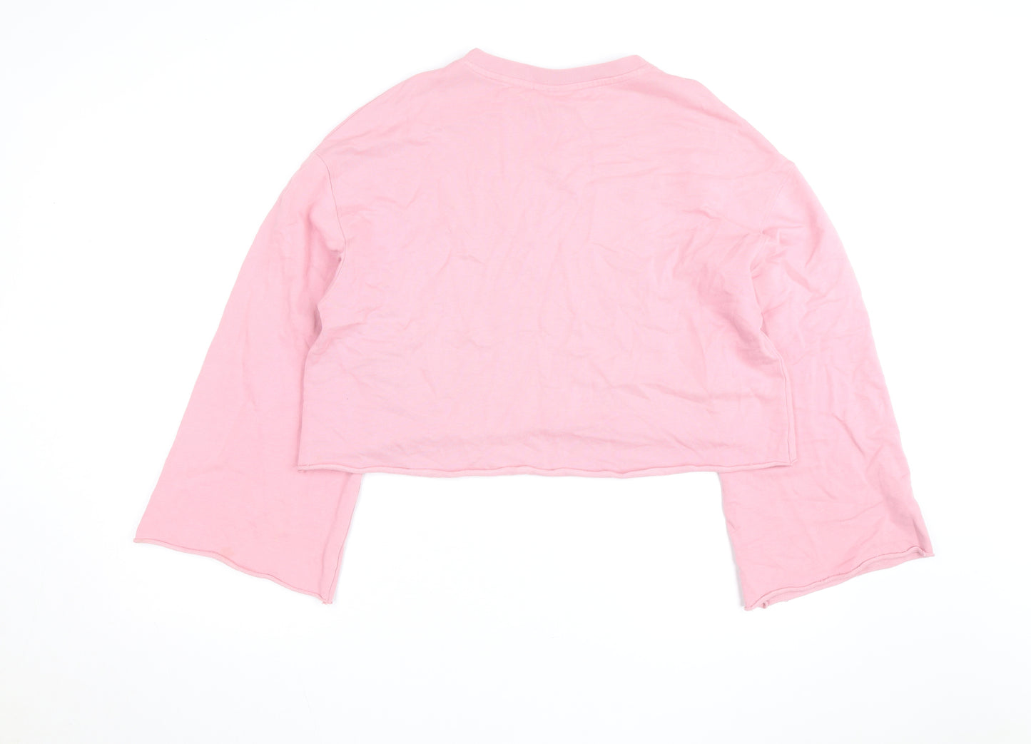 Weekday Women Pink Cotton Pullover Sweatshirt S HD Love Graphic