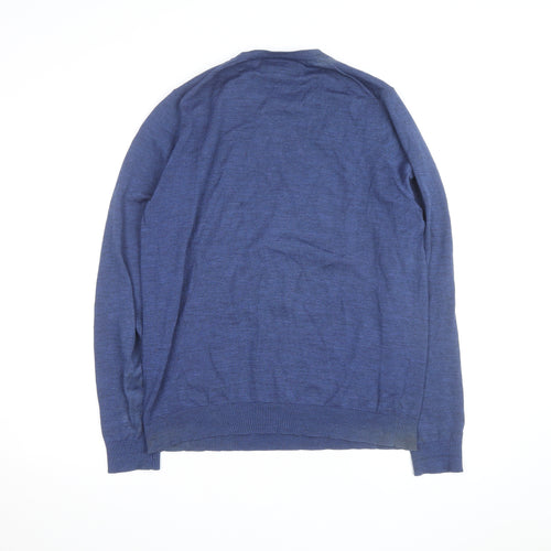 Marks and Spencer Men's Blue Wool Crew Neck Jumper Size M