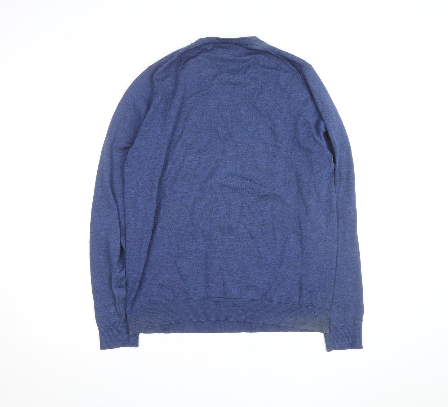Marks and Spencer Men's Blue Wool Crew Neck Jumper Size M