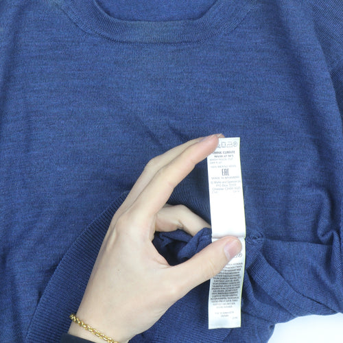 Marks and Spencer Men's Blue Wool Crew Neck Jumper Size M