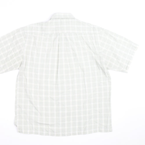 Peter England Men's Beige Check Short Sleeve Button-Up Shirt M