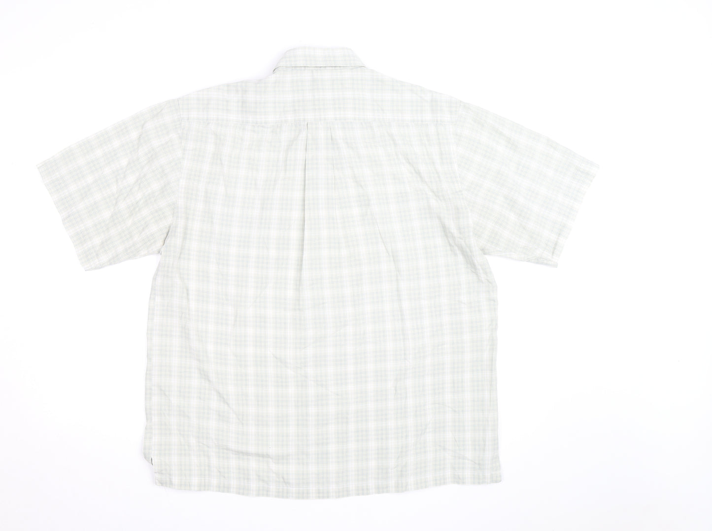 Peter England Men's Beige Check Short Sleeve Button-Up Shirt M
