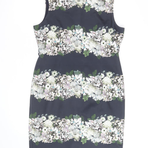 Phase Eight Women Blue Floral Sheath Knee Length Dress Size 18