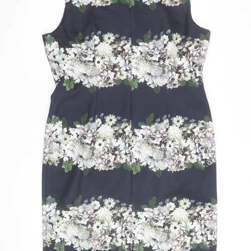 Phase Eight Women Blue Floral Sheath Knee Length Dress Size 18