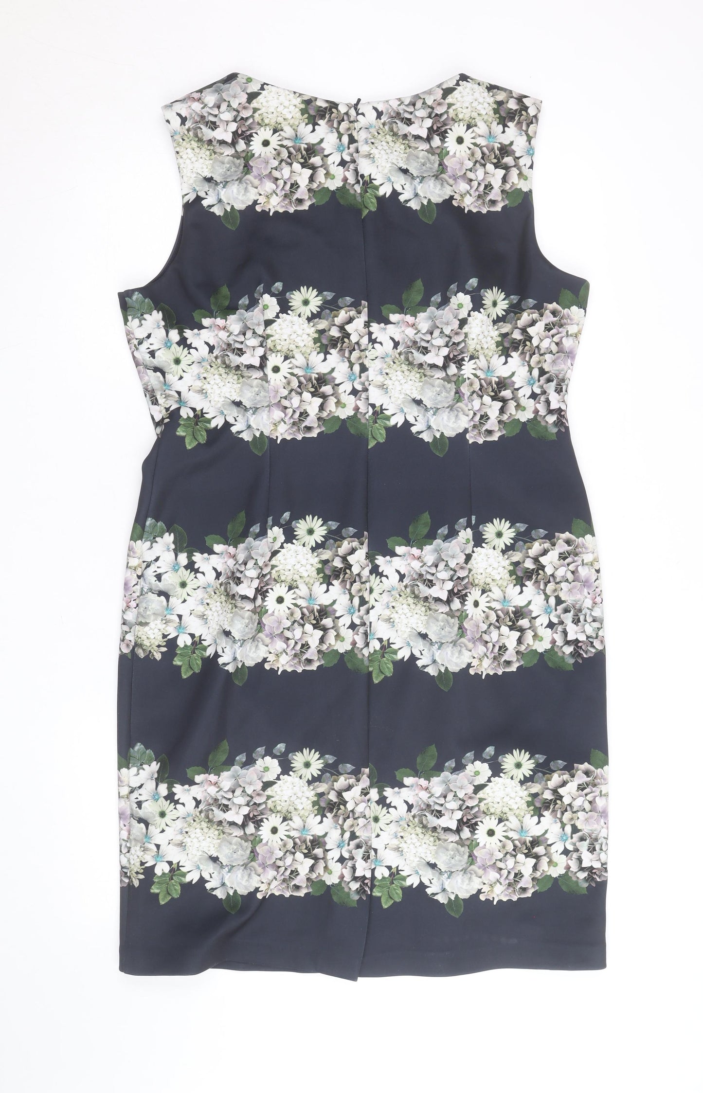 Phase Eight Women Blue Floral Sheath Knee Length Dress Size 18