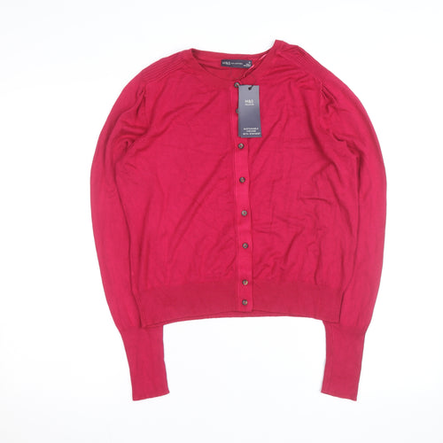 Marks and Spencer Women Cerise Cardigan Size 12 Viscose Knit