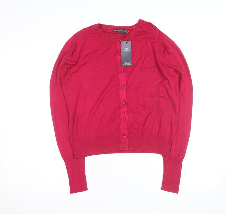 Marks and Spencer Women Cerise Cardigan Size 12 Viscose Knit