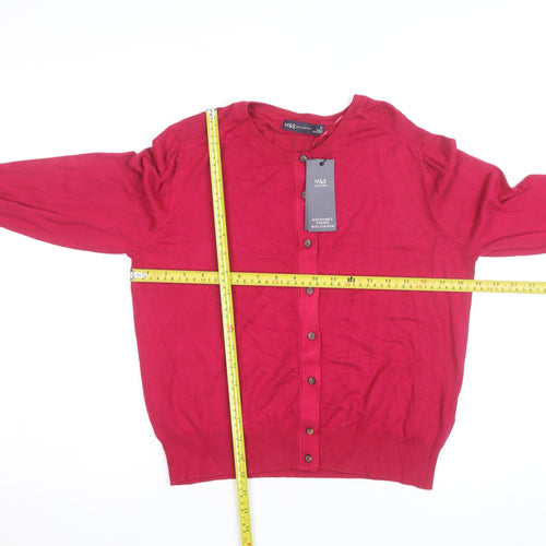 Marks and Spencer Women Cerise Cardigan Size 12 Viscose Knit