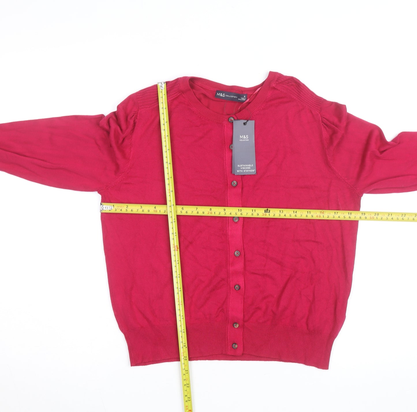 Marks and Spencer Women Cerise Cardigan Size 12 Viscose Knit