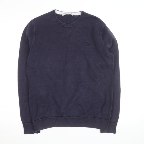 Pringle of Scotland Men's Blue Cotton Crew Neck Jumper Size M