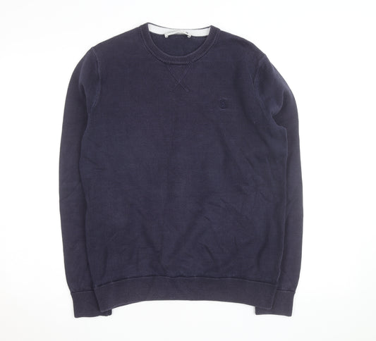 Pringle of Scotland Men's Blue Cotton Crew Neck Jumper Size M