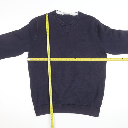 Pringle of Scotland Men's Blue Cotton Crew Neck Jumper Size M